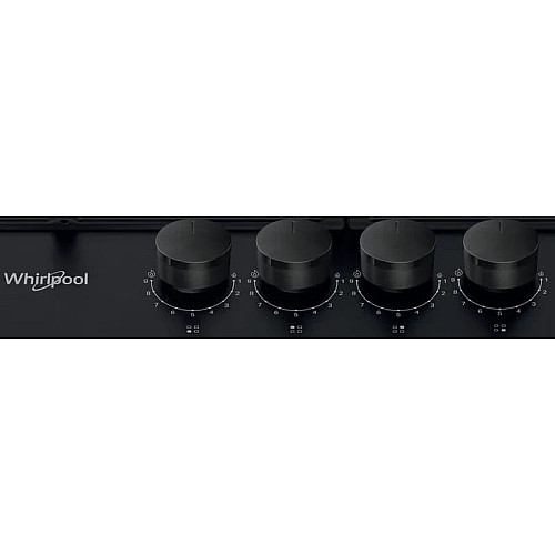 Варочная поверхность Whirlpool газовая, 60см, чугун, конфорка с двойным рядом пламени, черный