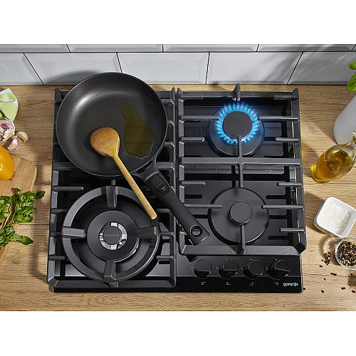 Варочная поверхность Gorenje газовая на стекле, 60см, чугун, черный
