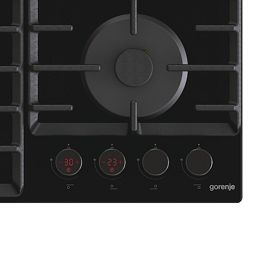 Варочная поверхность Gorenje газовая на стекле, 60см, чугун, черный