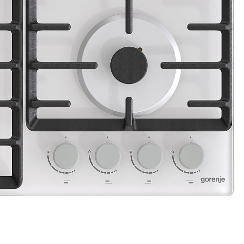 Варильна поверхня Gorenje газова на склі, 60см, чавун, білий