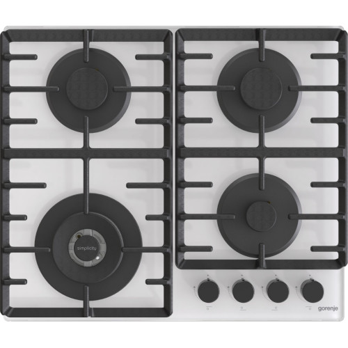 Варильна поверхня Gorenje газова на склі, 60см, чавун, білий