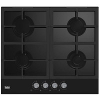 Варильна поверхня Beko газова на склі, 60см, чавун, чорний