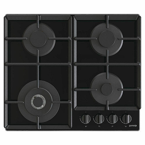 Варильна поверхня Gorenje газова на склі, 60см, чавун, чорний