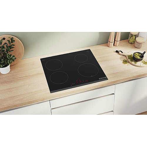 Варочная поверхность Bosch индукционная, 60см, расширенная зона, сенсор жарки PerfectFry Plus, Home Connect, черный