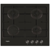 Варильна поверхня Whirlpool газова на склі, 60см, чавун, турбо-конфорка, чорний