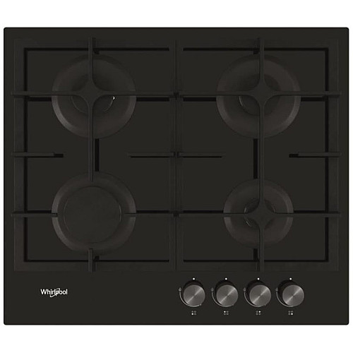 Варочная поверхность Whirlpool газовая на стекле, 60см, чугун, турбо-конфорка, черный