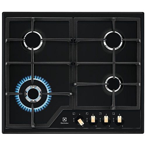 Варочная поверхность Electrolux газовая, 60см, чугун, черный матовый