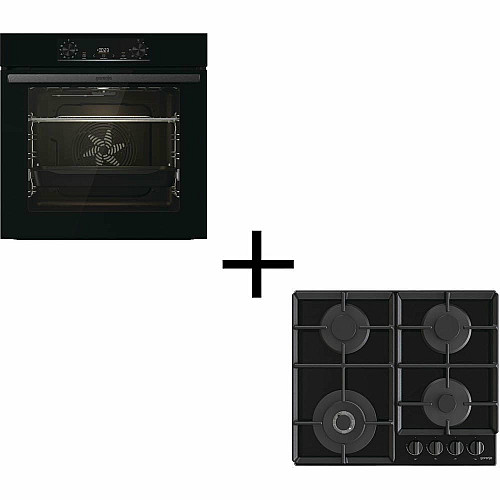 Комплект Gorenje (духовка электрическая BO6735E05B + поверхность газовая на стекле GTW641EB), 743549, черный