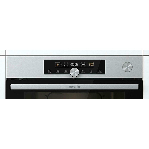 Духовой шкаф Gorenje электрический, 77л, A+, пар, дисплей, готовка на разных уровнях, нерж.