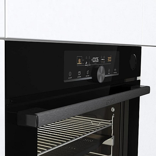 Духова шафа Gorenje електрична, 77л, A+, пара, дисплей, чорний