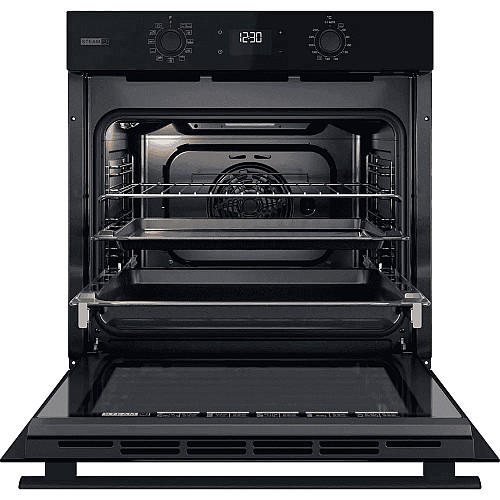 Духова шафа Whirlpool електрична, 71л, A+, дисплей, конвекція, телескопічні напрямні, пара, чорний