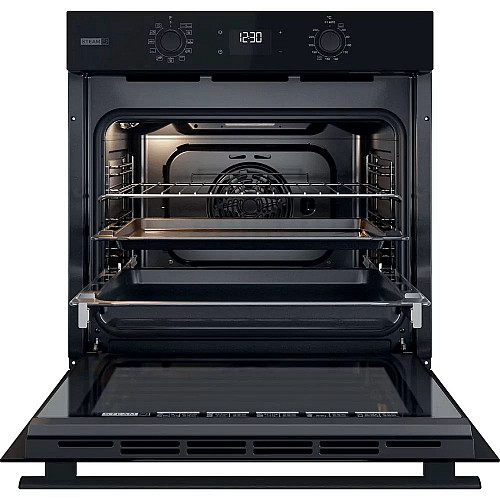 Духова шафа Whirlpool електрична, 71л, A+, дисплей, конвекція, телескопічні напрямні, пара, чорний