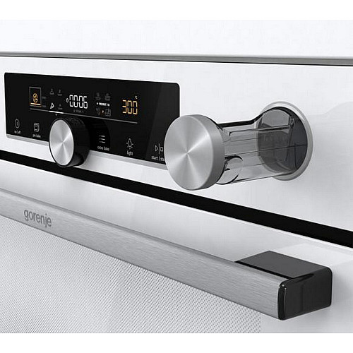 Духовой шкаф Gorenje электрический, 77л, A+, пар, дисплей, готовка на разных уровнях, пиролиз, белый