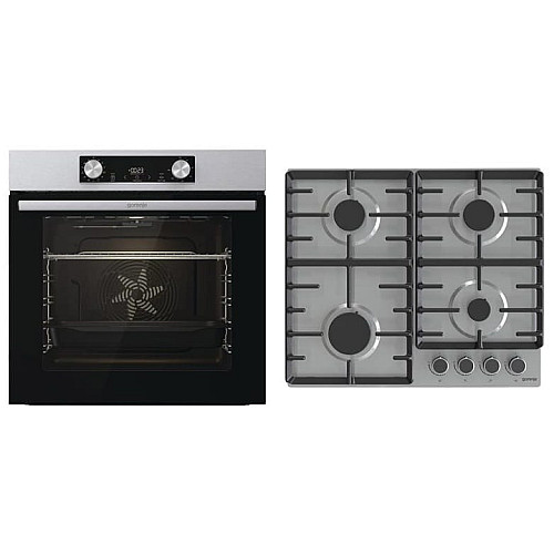 Комплект Gorenje (духовка электрическая BO6737E02XK+варочная поверхность газовая G642ABX), 743550, нерж.