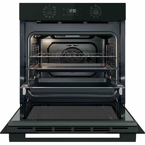 Духова шафа Whirlpool електрична, 71л, A+, дисплей, конвекція, телескопічні напрямні, чорний