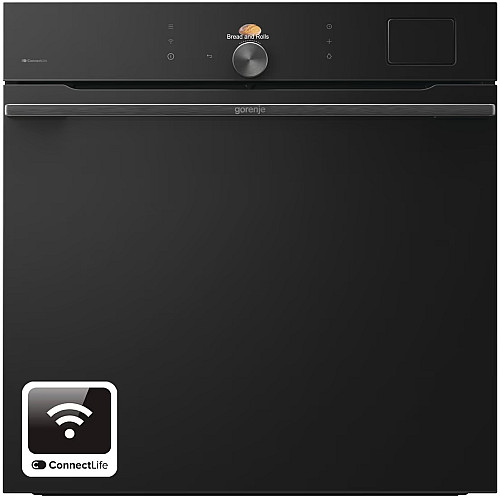 Духовой шкаф Gorenje электрический, 77л, A+, пар, дисплей, пиролиз, готов. на разных уровнях, черный