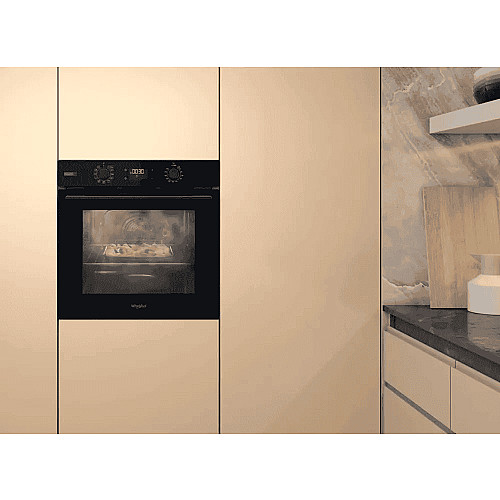 Духова шафа Whirlpool електрична, 71л, A+, дисплей, конвекція, телескопічні напрямні, пара, чорний
