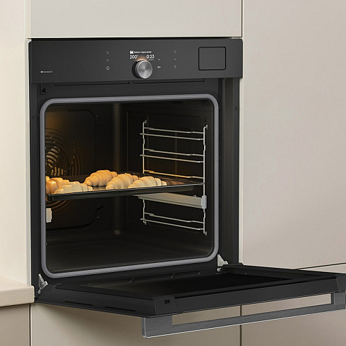 Духовой шкаф Gorenje электрический, 77л, A+, пар, дисплей, пиролиз, готов. на разных уровнях, черный