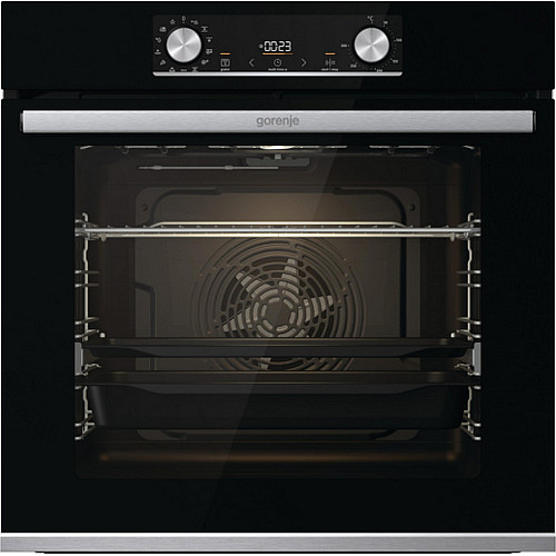 Духова шафа Gorenje електрична, 77л, A+, дисплей, ф-я без додавання жиру, чорний
