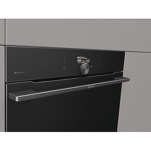 Духова шафа Gorenje електрична компактна, 50л, A+, дисплей, Wi-Fi, ф-ція мікрохвиль, чорний