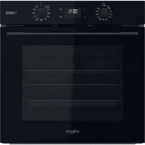 Духова шафа Whirlpool електрична, 71л, A+, дисплей, конвекція, телескопічні напрямні, пара, чорний
