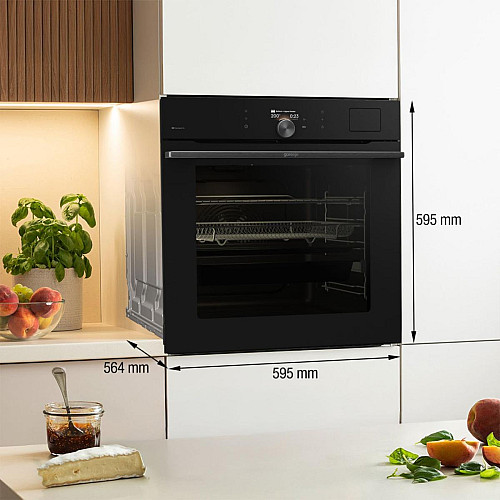 Духовой шкаф Gorenje электрический, 77л, A+, пар, дисплей, пиролиз, готов. на разных уровнях, черный