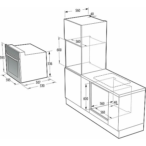 Духова шафа Gorenje електрична, 61л, A+, дисплей, конвекція, чорний