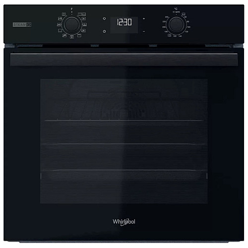 Духова шафа Whirlpool електрична, 71л, A+, дисплей, конвекція, телескопічні напрямні, пара, чорний
