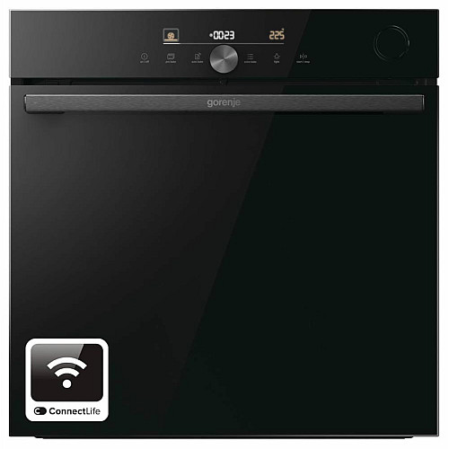 Духова шафа Gorenje електрична, 77л, A+, пара, дисплей, Wi-Fi, чорний