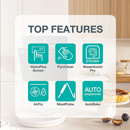 Духовой шкаф Gorenje электрический, 77л, A+, пар, дисплей, пиролиз, готов. на разных уровнях, черный