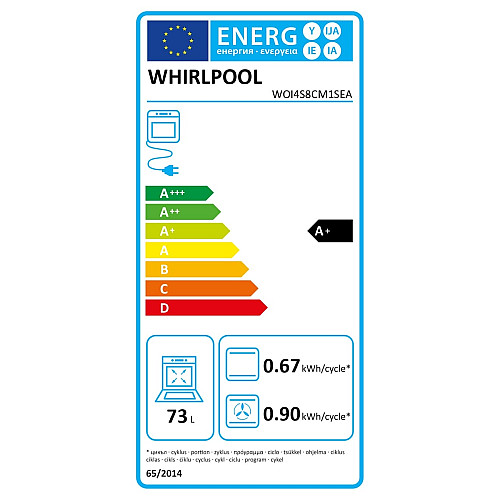 Духовой шкаф Whirlpool электрический, 73л, A+, дисплей, конвекция, телескопические направляющие, бежевый
