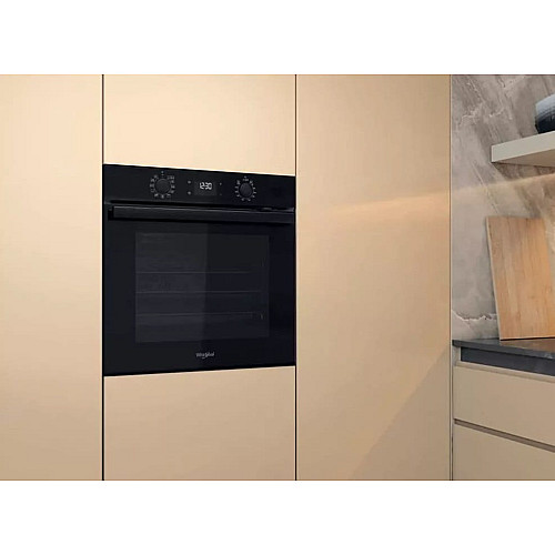 Духовой шкаф Whirlpool электрический, 71л, A+, дисплей, конвекция, телескопические направляющие, черный