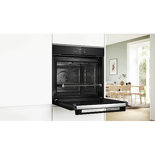 Духовой шкаф Bosch электрический, 71л, A+, дисплей, конвекция, пиролиз, телескопические направляющие, черный