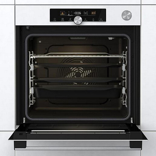 Духовой шкаф Gorenje электрический, 77л, A+, пар, дисплей, готовка на разных уровнях, пиролиз, белый