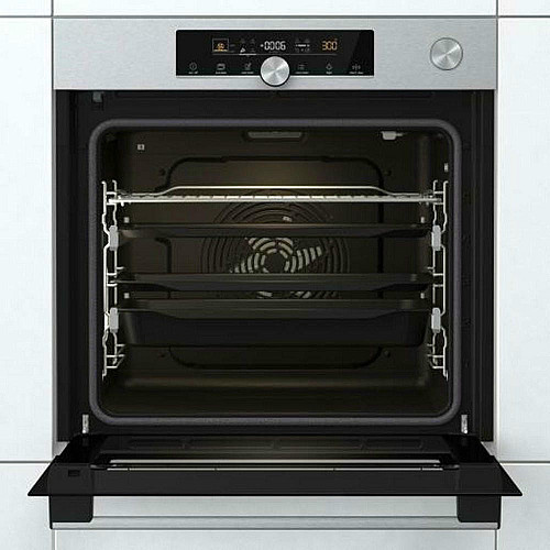 Духовой шкаф Gorenje электрический, 77л, A+, пар, дисплей, готовка на разных уровнях, нерж.