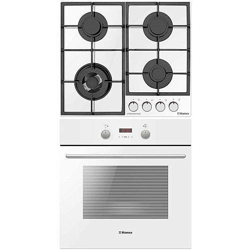 Комплект Hansa (духовка електрична + поверхня газ на склі), білий