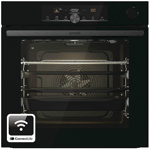 Духовой шкаф Gorenje электрический, 77л, A+, пар, дисплей, 300°C, Wi-Fi, черный