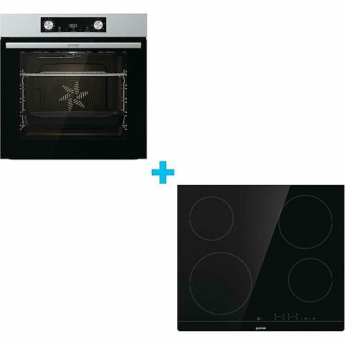 Комплект Gorenje (духовка + поверхня склокераміка BO6737E02X -нерж + ECT41SC- чорна), 738881