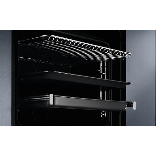 Духовой шкаф Electrolux электрический, 65л, A+, дисплей, конвекция, пиролиз, телескопические направляющие, черный