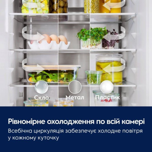 Холодильник Electrolux вбудований з нижн. мороз., 188x55х55, холод.відд.-215л, мороз.відд.-63л, 2дв., Е, Combi, інв., диспл внутр., зона св-ті, білий