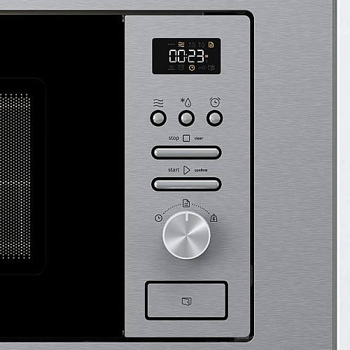Микроволновая печь Gorenje встраиваемая, 20л, мех. управл., 800Вт, гриль, дисплей, инвертор, нерж