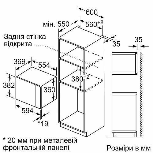 Микроволновая печь Bosch встроенная, 25л, электр. управляющий, 900Вт, гриль, дисплей, черный