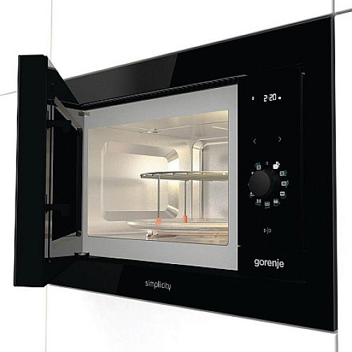Микроволновая печь Gorenje встраиваемая Simplicity, 23л, мех. управл., 900Вт, гриль, дисплей, черный