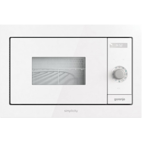Мікрохвильова піч Gorenje вбудовувана Simplicity, 23л, міх. управл., 900Вт, гриль, дисплей, білий