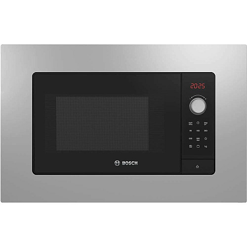 Микроволновая печь Bosch встроенная, 25л, электр. рул., 800Вт, гриль, дисплей, нержавеющая сталь