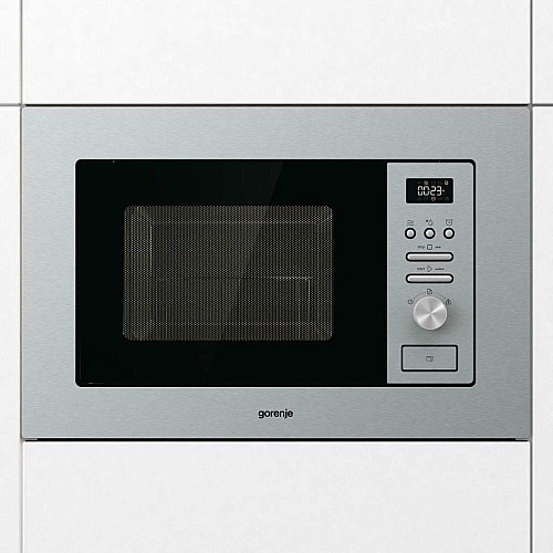Піч Gorenje мікрохвильова, вбудовувана, 20л, 800Вт, гриль, дисплей, нерж