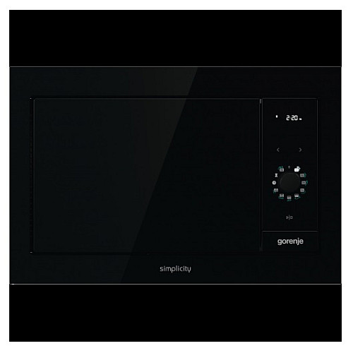 Микроволновая печь Gorenje встраиваемая Simplicity, 23л, мех. управл., 900Вт, гриль, дисплей, черный