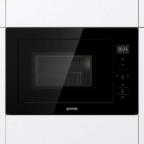 Мікрохвильова піч Gorenje вбудовувана, 25л, електр. управл., 900Вт, гриль, дисплей, чорний
