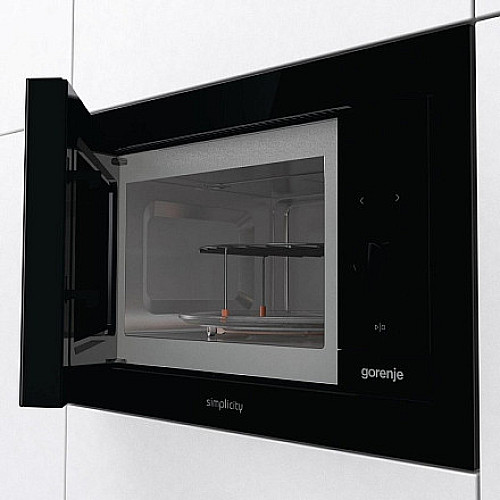 Микроволновая печь Gorenje встраиваемая Simplicity, 23л, мех. управл., 900Вт, гриль, дисплей, черный
