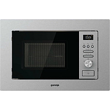 Мікрохвильова піч Gorenje вбудовувана, 20л, міх. управл., 800Вт, гриль, дисплей, інвертор, нерж